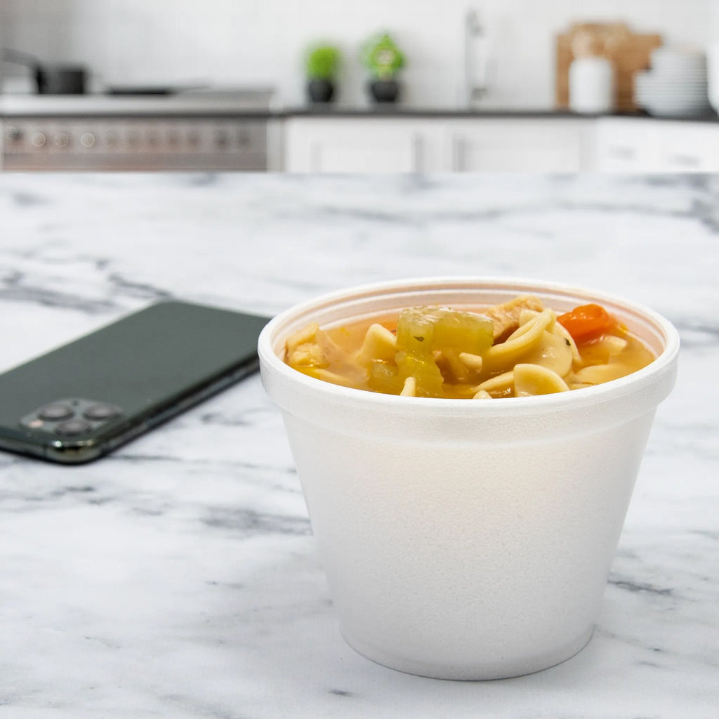 8 oz. Foam Insulated Food Container J Cup® White Single Use 8SJ12