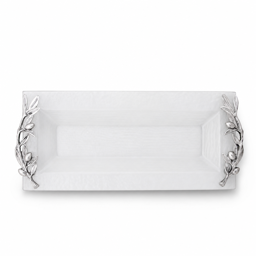 Olive Oblong Glass Serving Tray