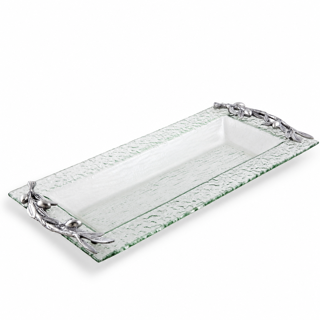 Olive Oblong Glass Serving Tray