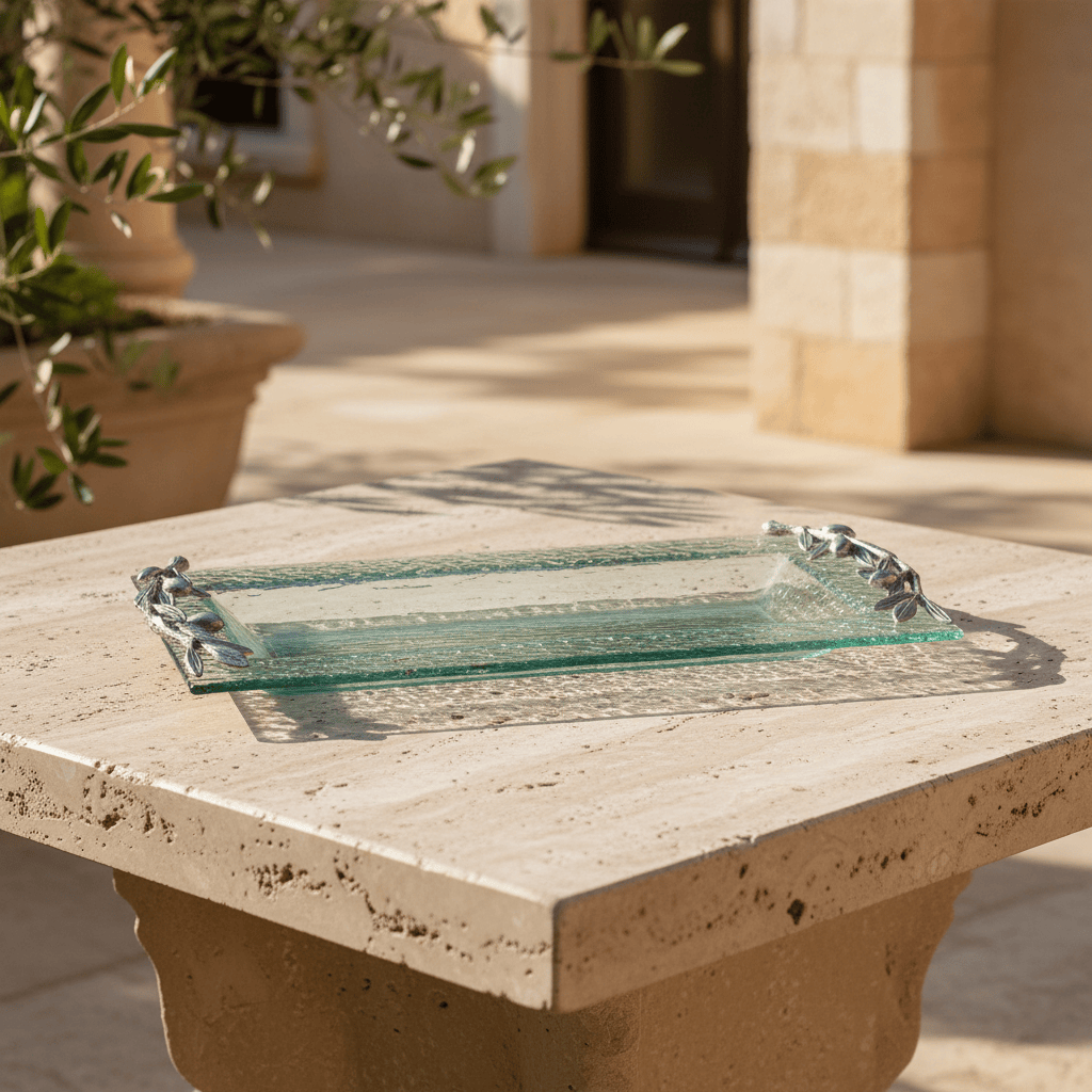 Olive Oblong Glass Serving Tray