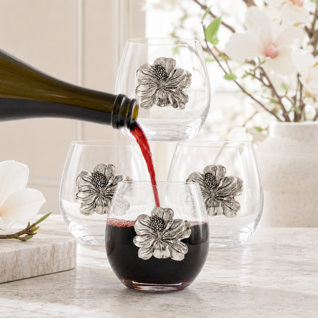 Magnolia Stemless Wine Glasses - Set of 4