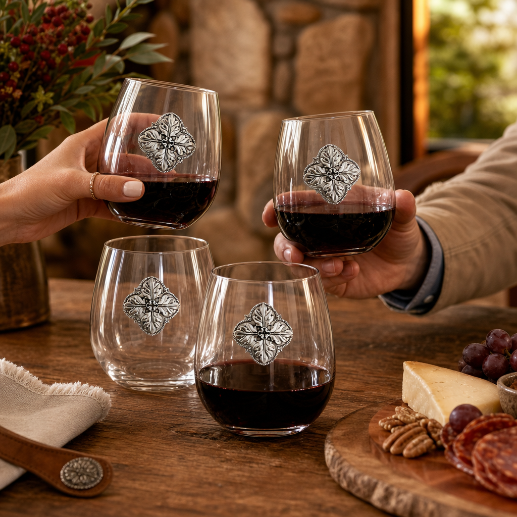 Concho Stemless Wine Glasses - Set of 4