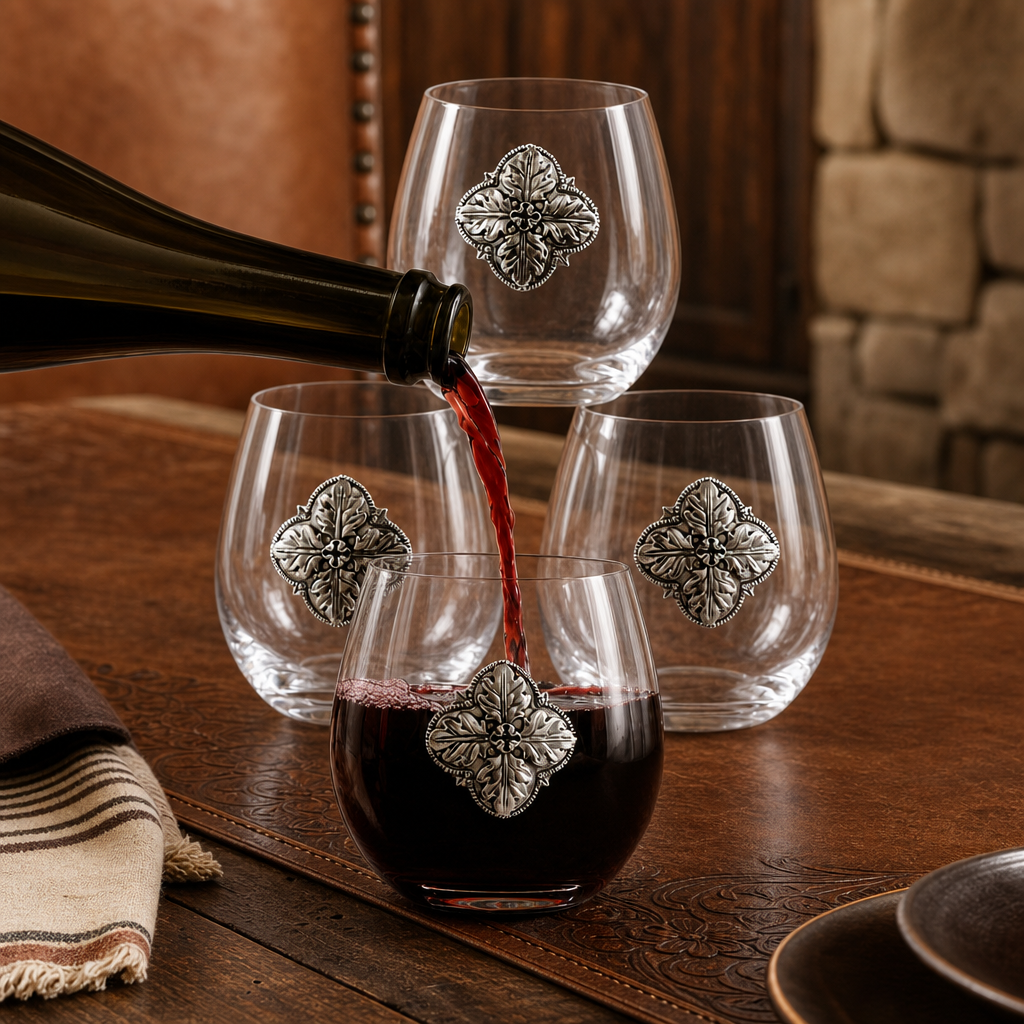 Concho Stemless Wine Glasses - Set of 4