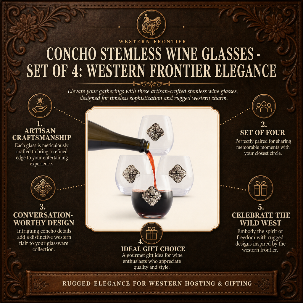 Concho Stemless Wine Glasses - Set of 4