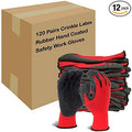 Evridwear Crinkle Latex Rubber Hand Coated Safety Work Gloves for Men Women General Multi Use Construction Warehouse Gardening Assembly Landscaping (XS-Size) Red 120 Pairs Pack