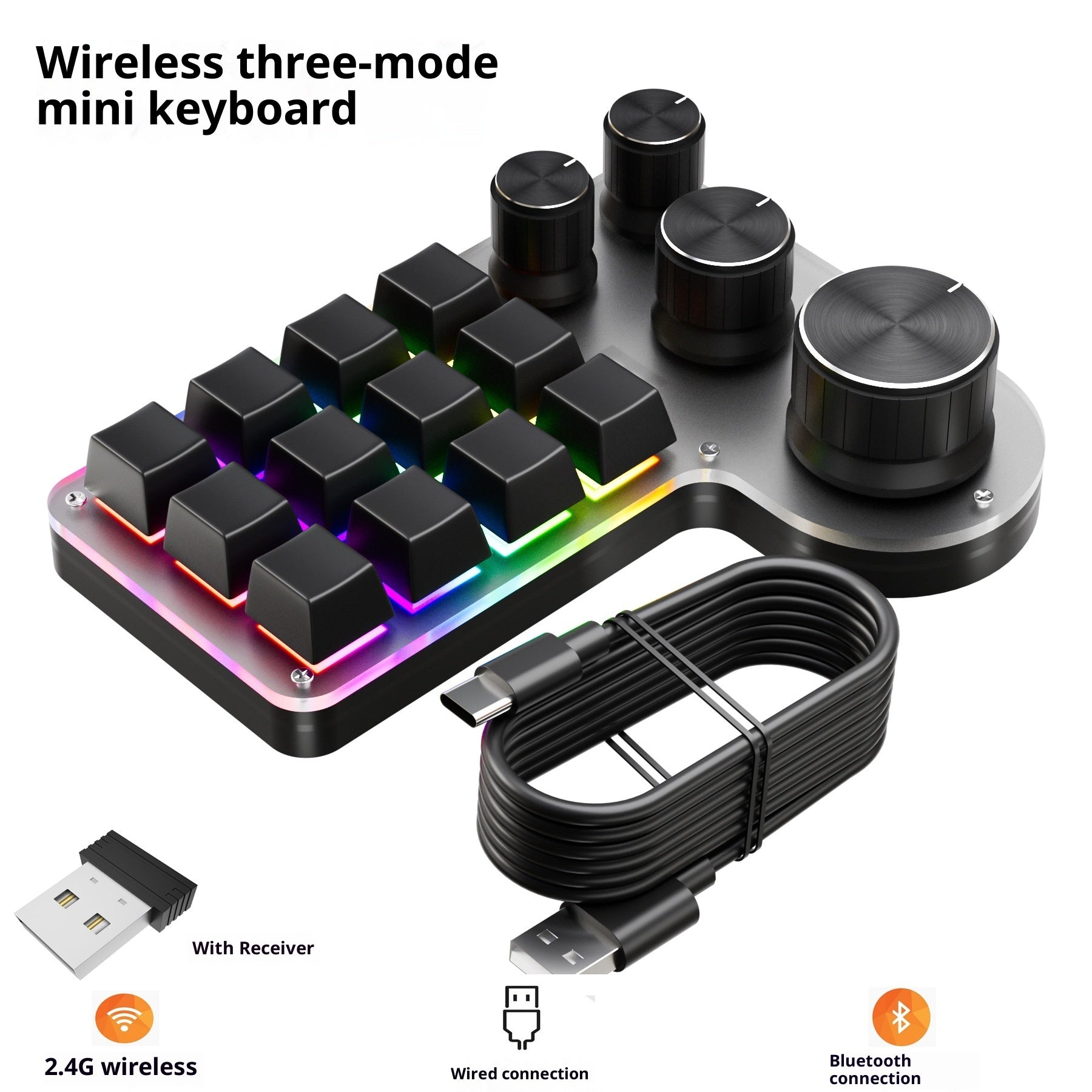 3-die 12-key 4-knob Custom Mechanical Keypad