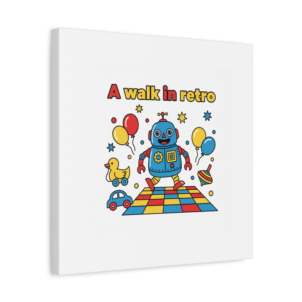 Retro Toy Robot Canvas | Throwback Kid, Primary Color Nostalgia