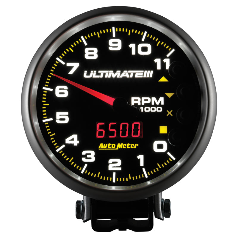 AutoMeter Gauge Tach 5in. 11K RPM Pedestal Datalogging Ultimate IIi Playback Black 6888