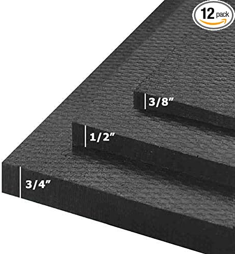 American Floor Mats - Heavy Duty Horse Tiles - Thick, Durable Rubber Flooring - Solid Black 6' x 8' Set (12 Tiles Total)