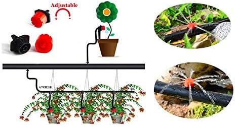 (50-Pack) - 1/4" Inch Universal Barbed Drip Emitter - Adjustable Flow 0-18.5 GPH Fit 1/4 (4-7mm) Drip Irrigation Tubing - Professional Grade (50 Pack Dripper Only)