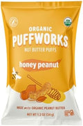 Puffworks - Organic Honey Peanut Butter Puffs, 1.2 oz (Pack of 6) - Gluten-Free Snack