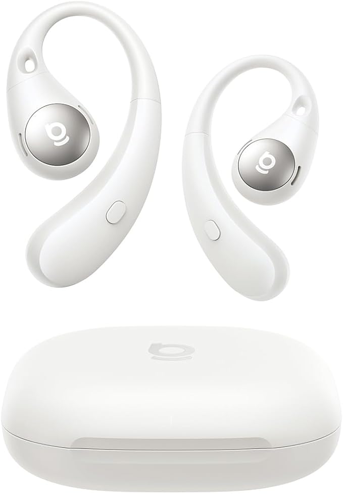 Baseus Eli Sport 2 Open-Ear Headphones Wireless Earbuds,Secure Earhook Sport Design,Ultra-Comfort,4-Mic Clear Calls, IP57 Waterproof,45H Play, Bluetooth 6.0 Earhook Fit Running Workout Gym -White