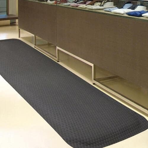 American Floor Mats Hog Heaven 5/8 inch Black & Yellow Border 5' x 12' Nitrile Backed Anti-Fatigue Comfort Mat