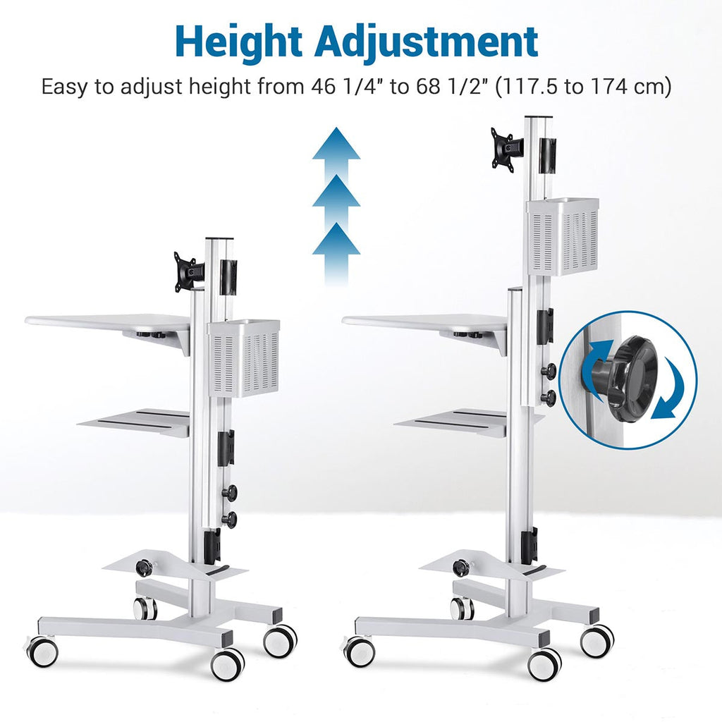 Yescom NexusX PC Computer Desktop Rolling Mobile Cart Workstation