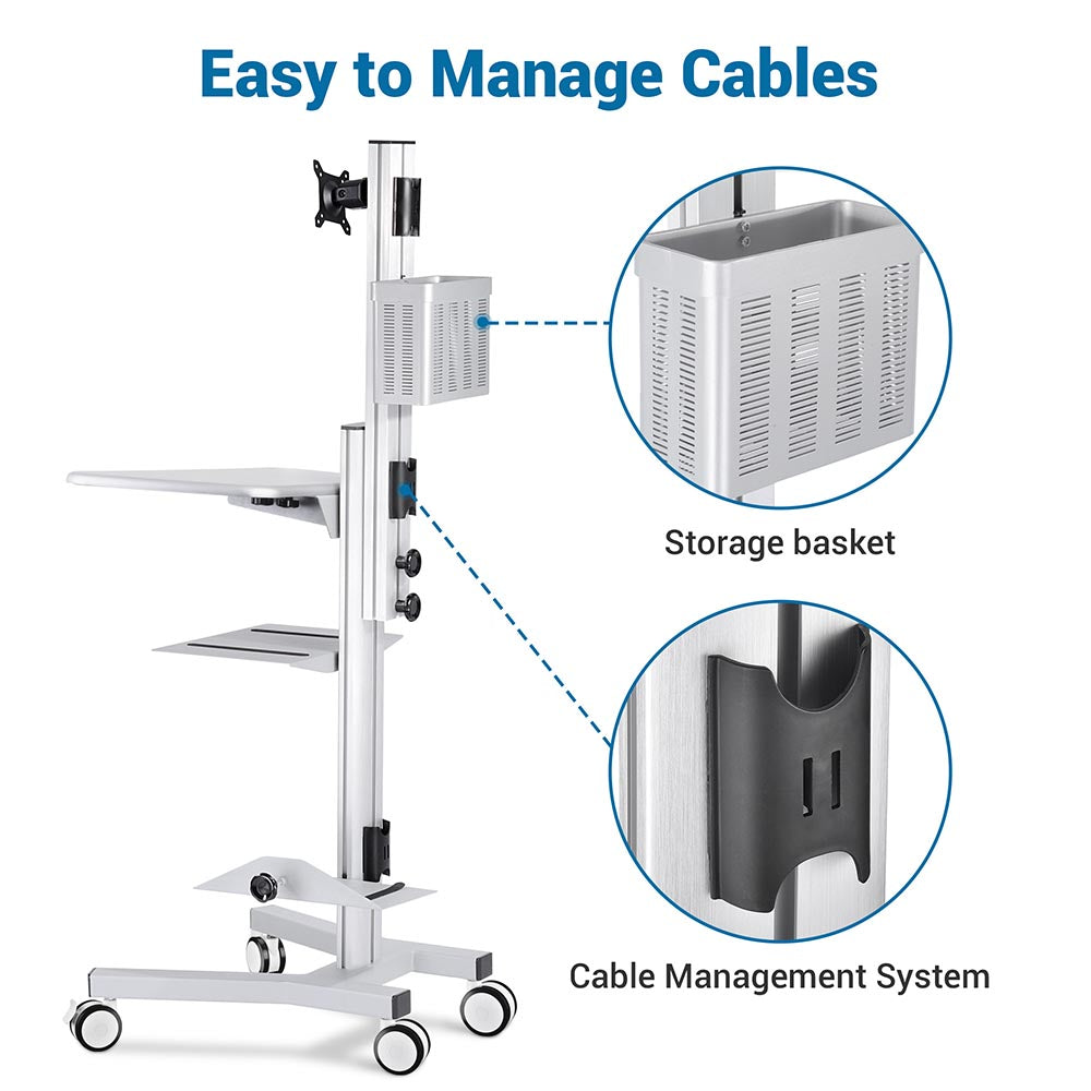 Yescom NexusX PC Computer Desktop Rolling Mobile Cart Workstation