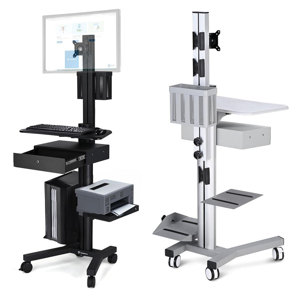 Yescom NexusX Rolling Computer Cart with Locking Metal Drawer