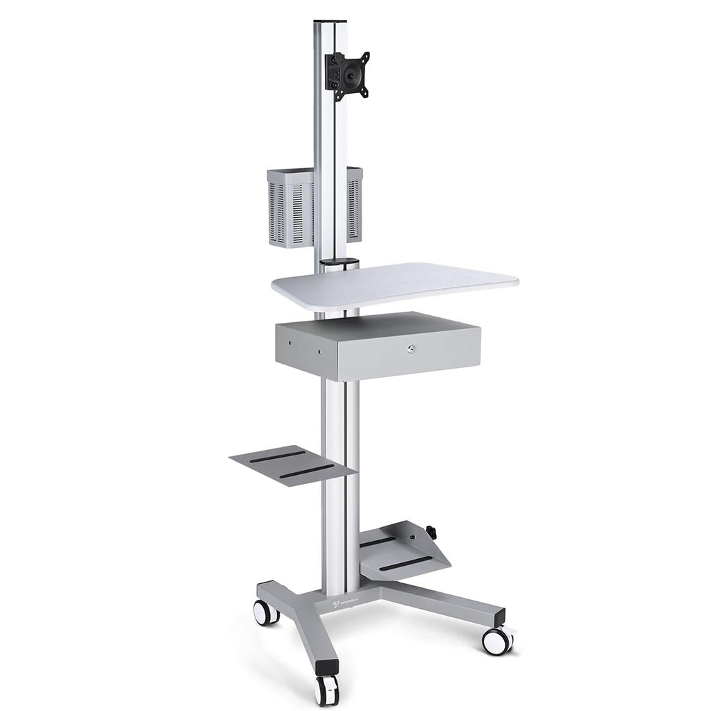 Yescom NexusX Rolling Computer Cart with Locking Metal Drawer
