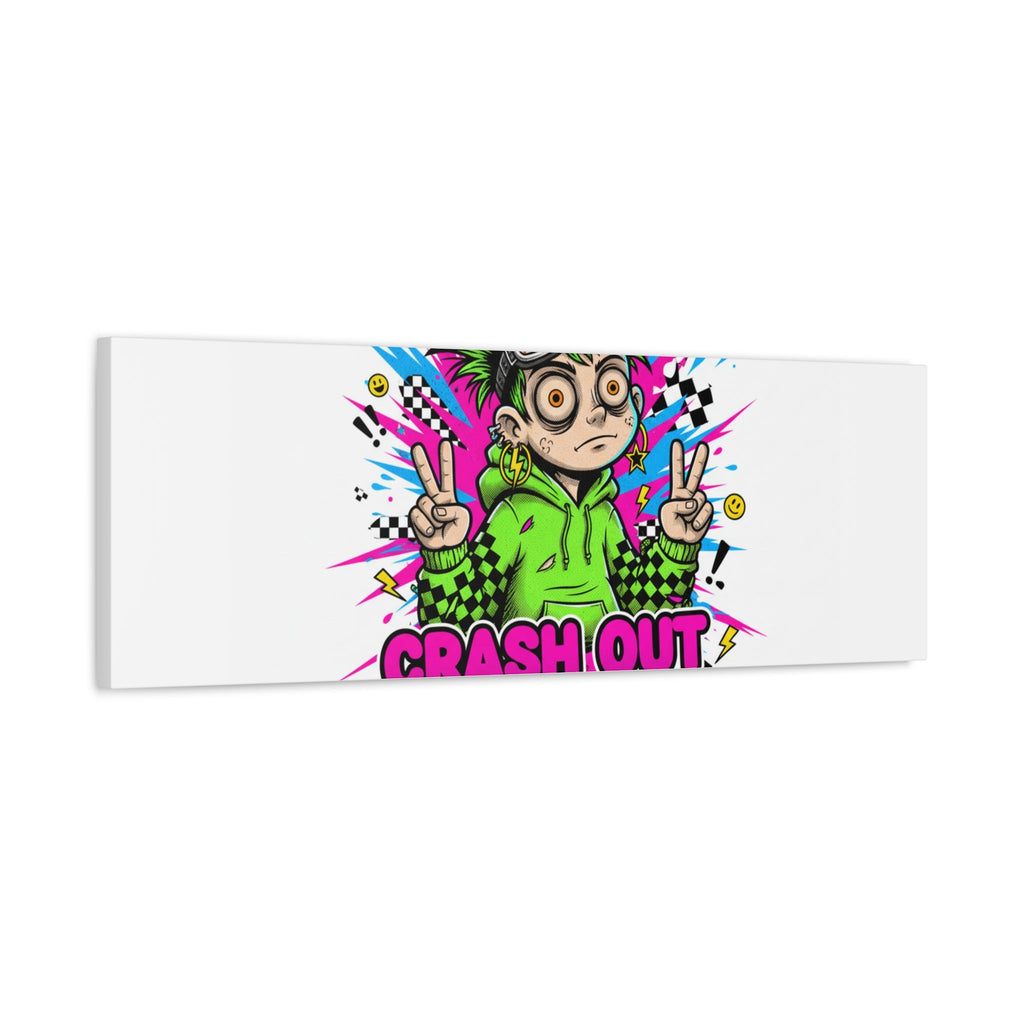 Crash Out With a Smile Canvas Print | Neon Skate Graffiti, Meme Meltdown Art