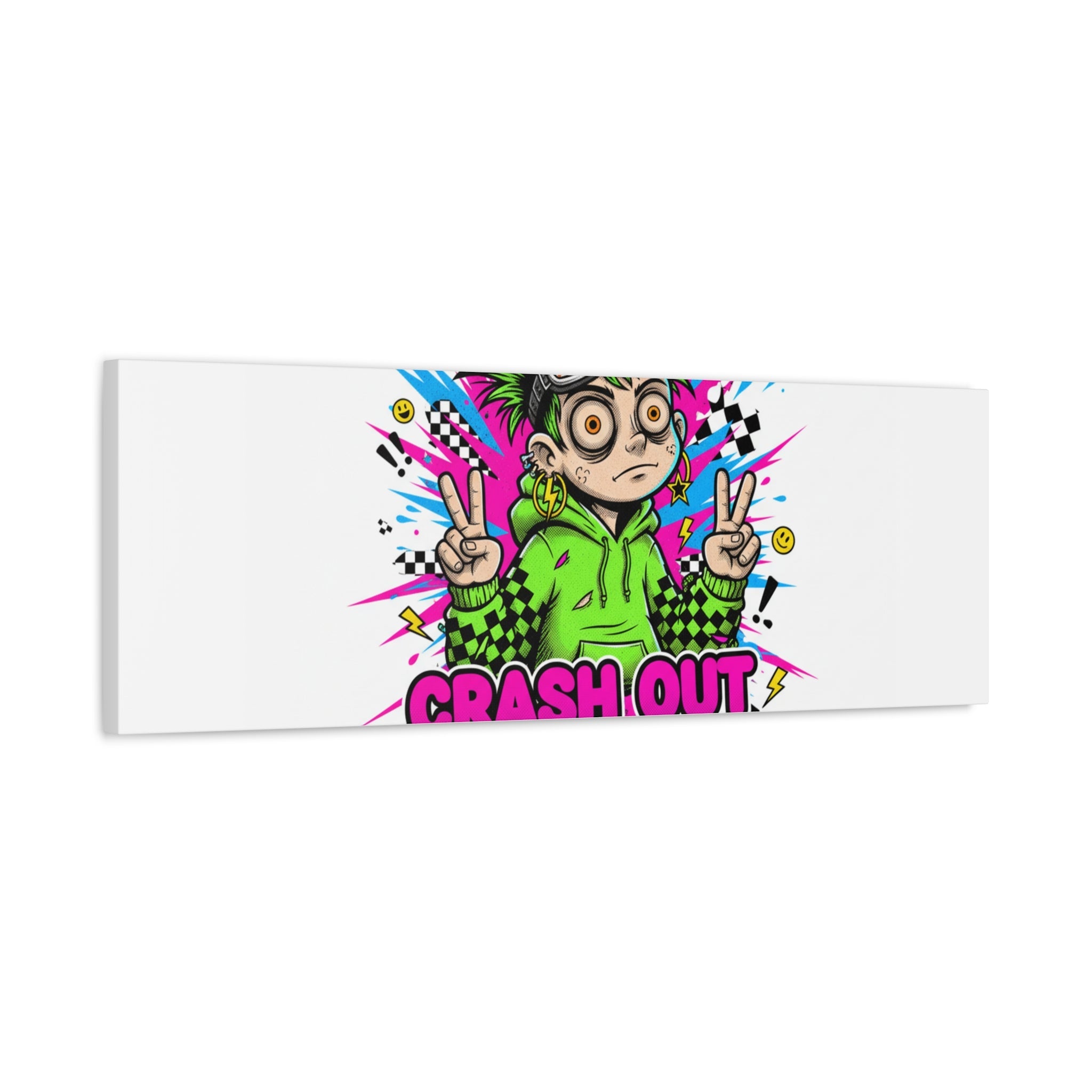 Crash Out With a Smile Canvas Print | Neon Skate Graffiti, Meme Meltdown Art