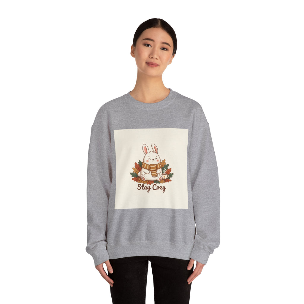 Stay Cozy Bunny sweatshirt | cute animal illustration, winter forest art