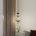Raindrop Pendant Light – Hand-Blown Clear Glass Shade & Brass/Black Rod | Kitchen Island, Dining Room & Entryway