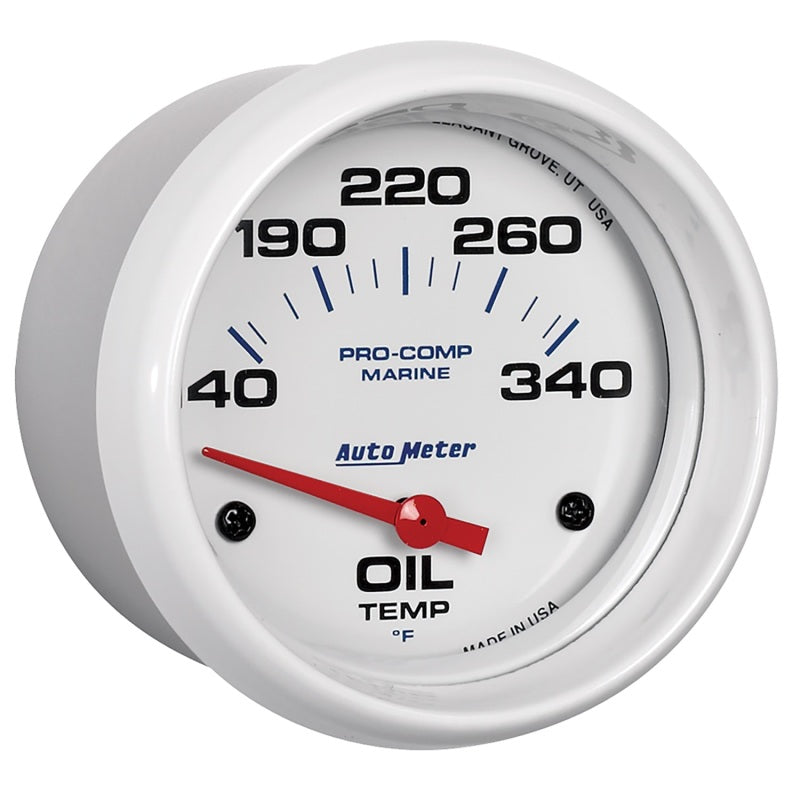 AutoMeter Marine White Air-Core Electric Oil Temperature Gauge 2-5/8in 140-300 Deg F 200765
