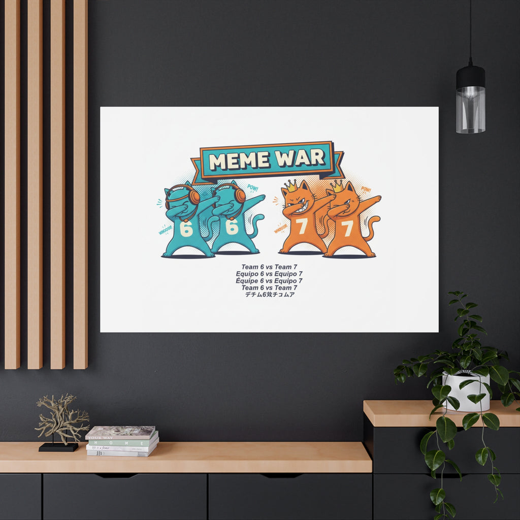 Meme War: Six vs. Seven Canvas Wall Art