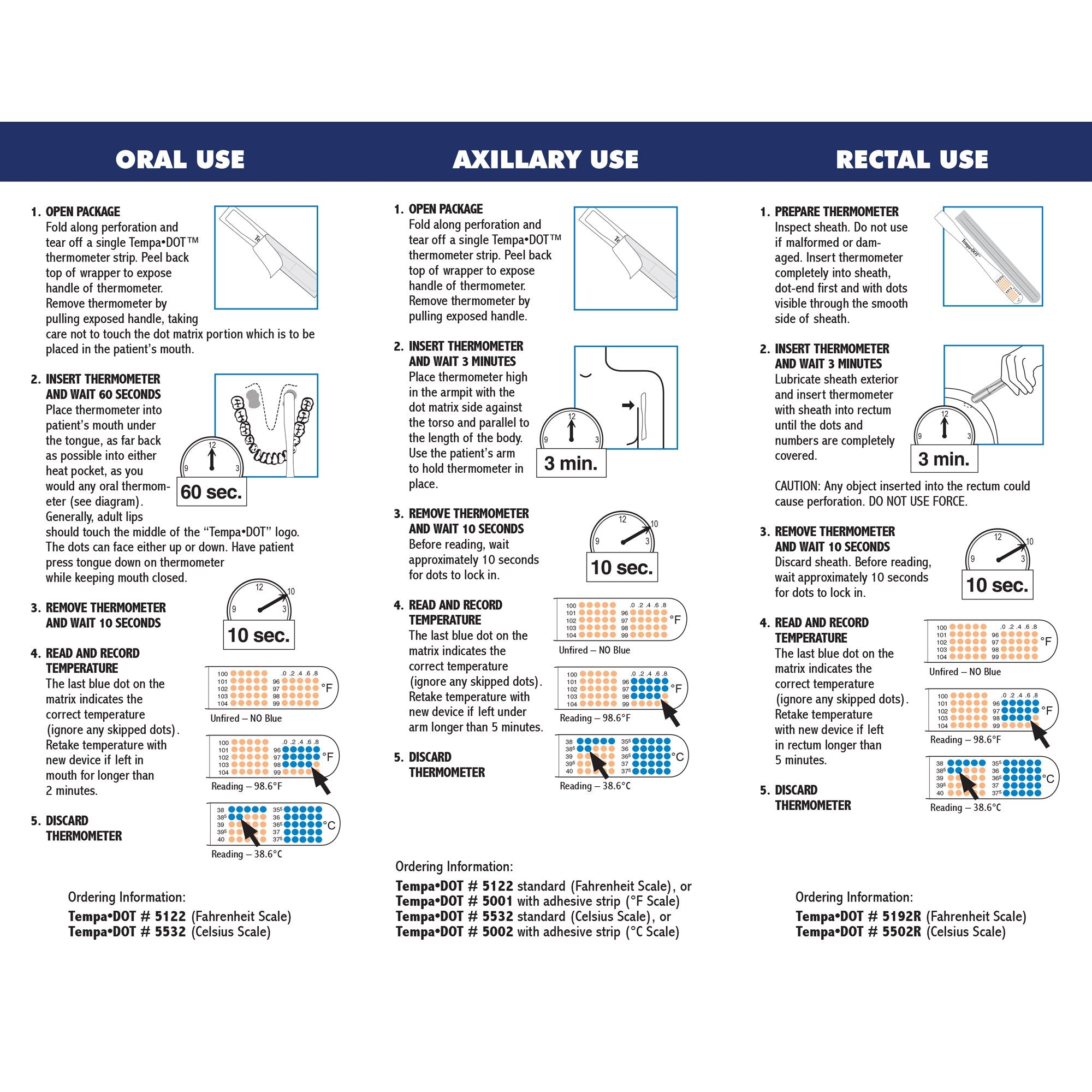 Medical Indicators Tempa·DOT™ Oral / Axillary Thermometer 5122