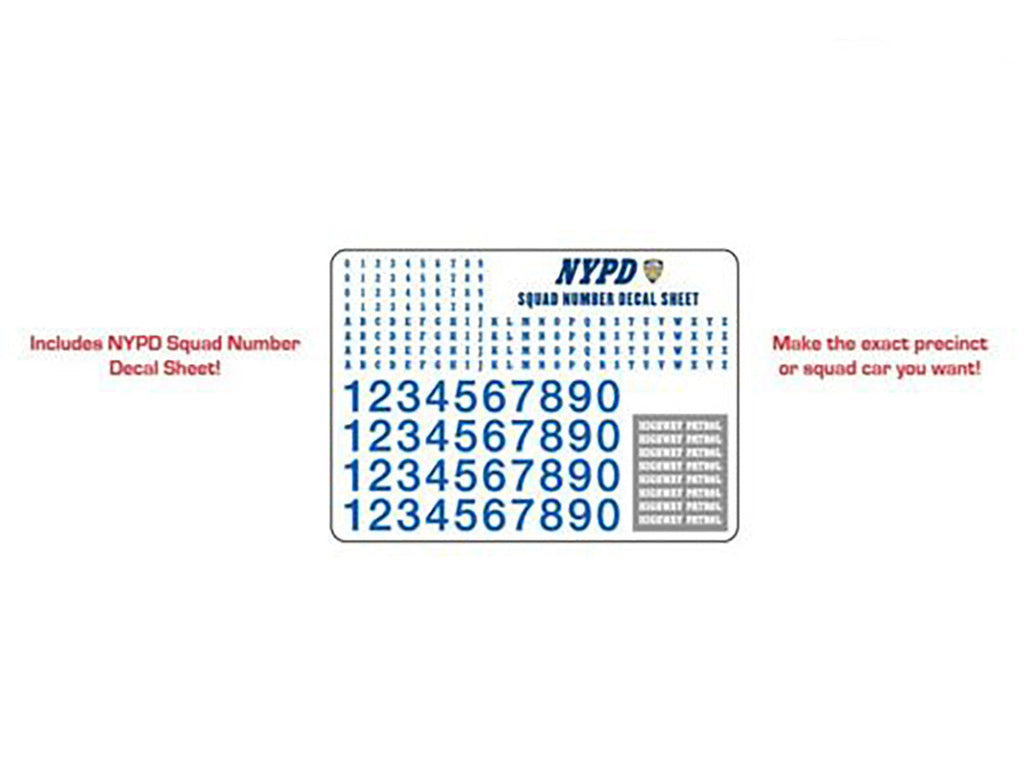2011 Ford Crown Victoria Police New York Police Department (NYPD) with NYPD Squad Number Decal Sheet Hobby Exclusive 1/64 Diecast Model Car by Greenlight