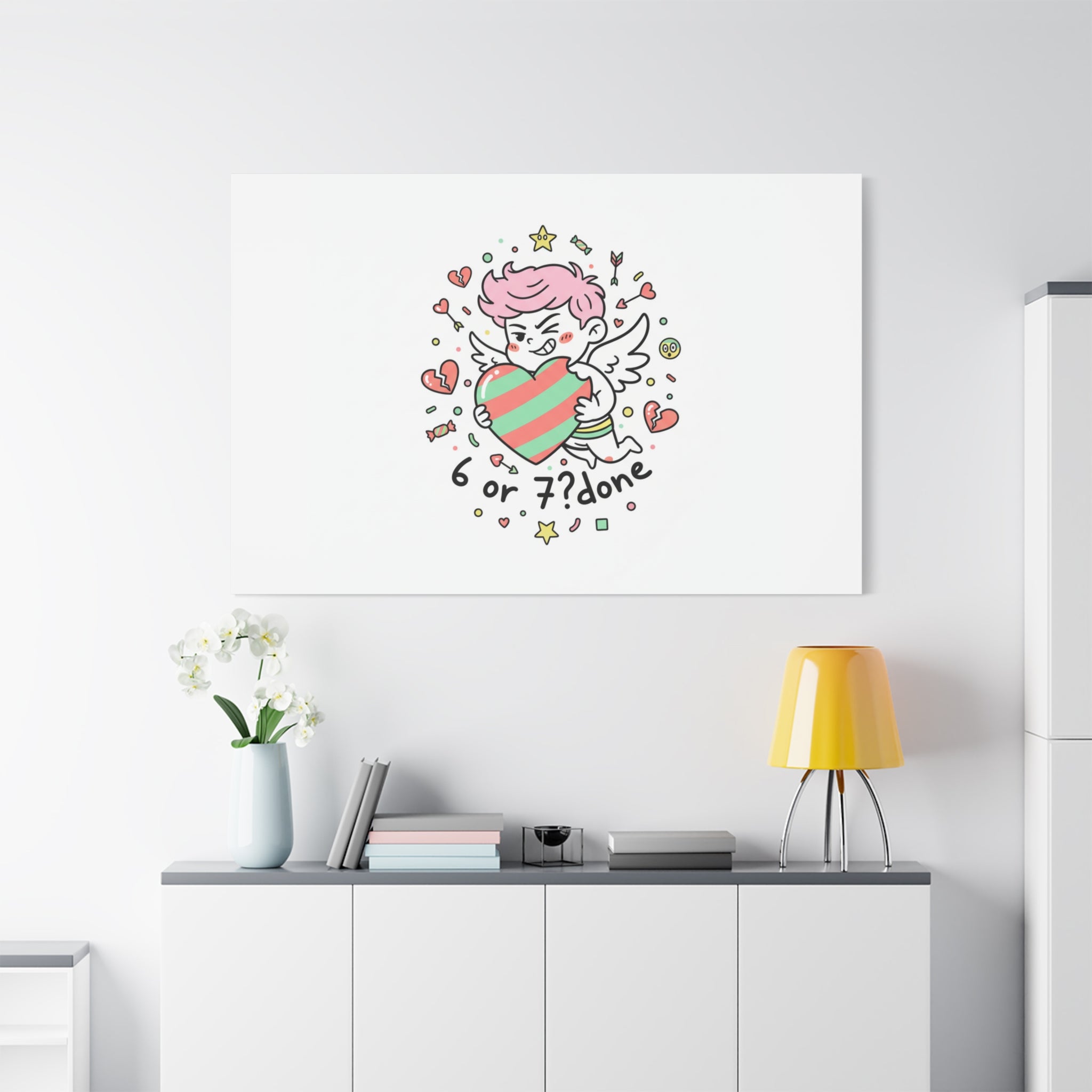 Weird Cupid heart illustration Canvas | Weird Valentine, quirky chaotic love