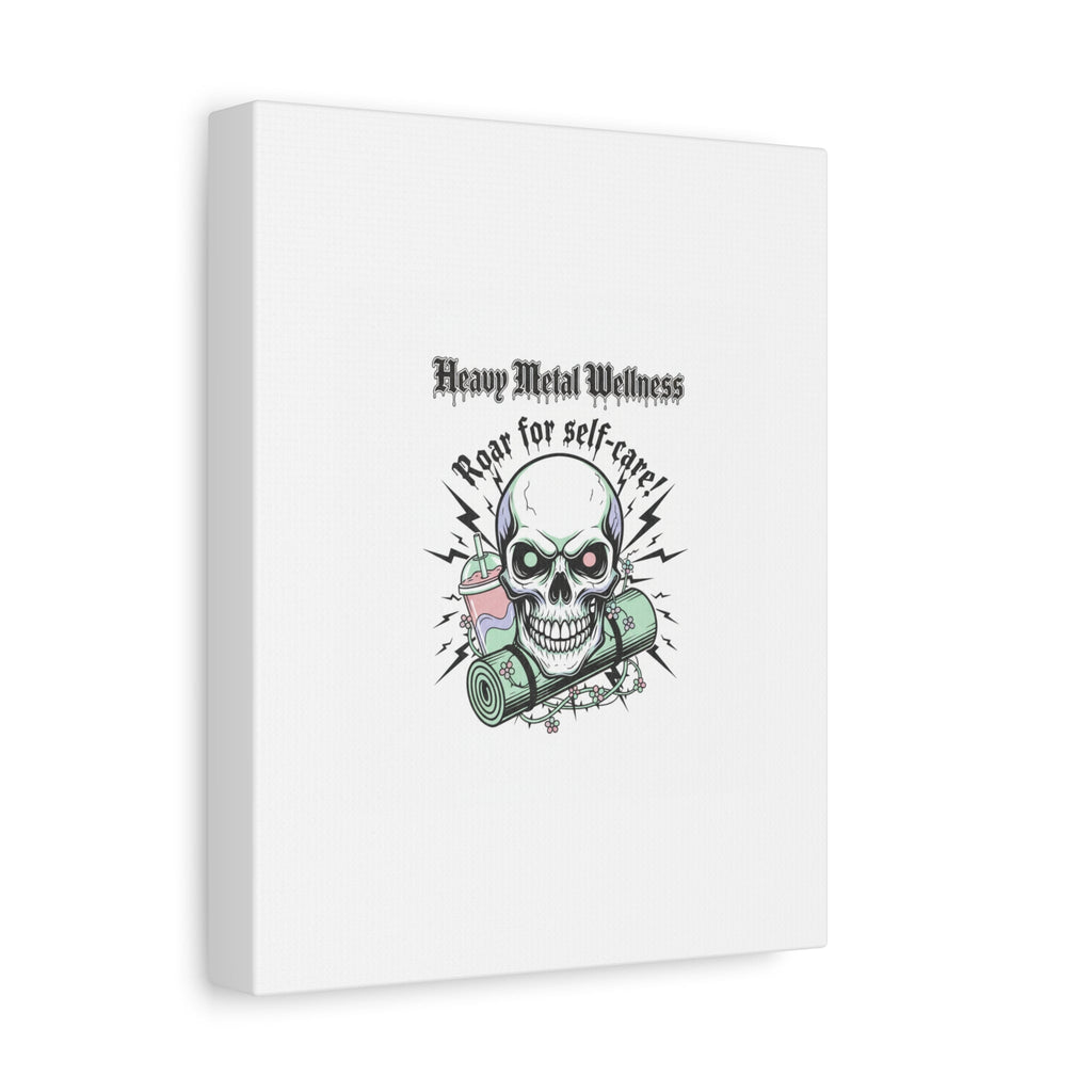 Roar for Self-Care Skull Canvas | heavy metal wellness, gothic wellness quote