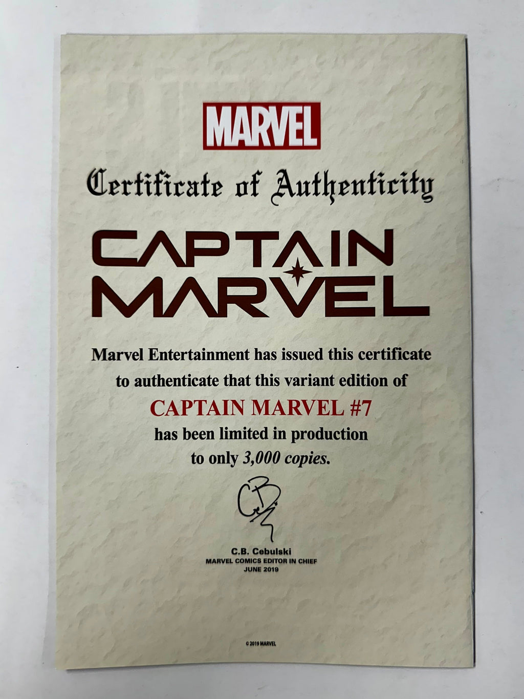 Captain Marvel #7 J Scott Campbell Glow In The Dark SDCC 2019 Variant GITD