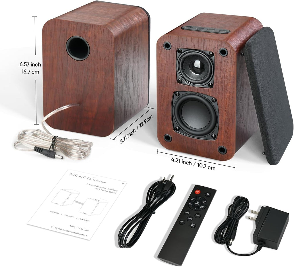 Powered Bluetooth Bookshelf Speakers, 40W Record Player Speakers with 2.75 Inch