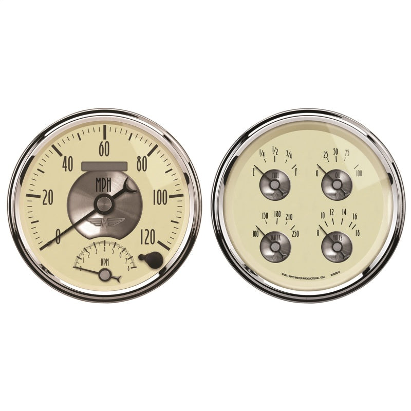 AutoMeter Gauge Kit 2 Pc. Quad & Tach/Speedo 5in. Prestige Antq. Ivory 2004
