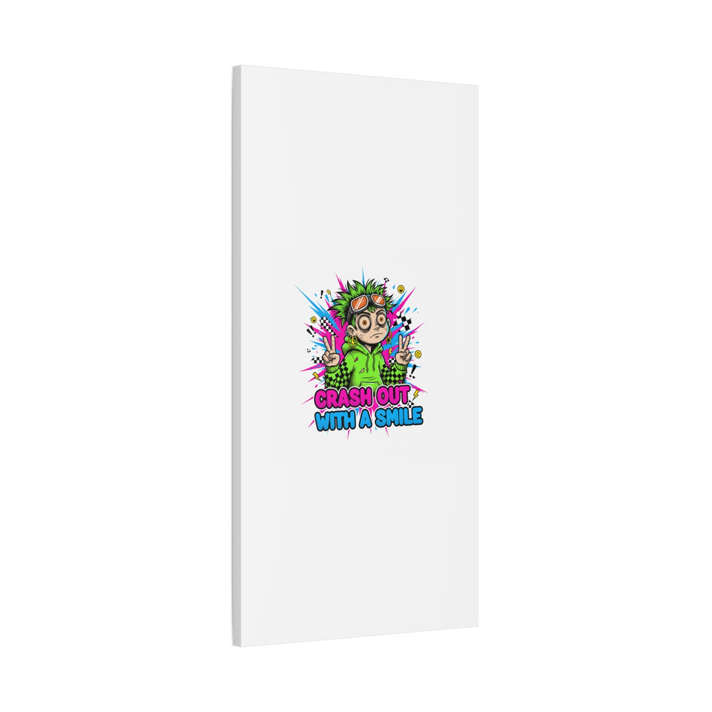 Crash Out With a Smile Canvas Print | Neon Skate Graffiti, Meme Meltdown Art
