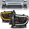 ANZO 2014-2021 Toyota Tundra LED Crystal Headlights w/ Switchback Black Housing w/ DRL 111533