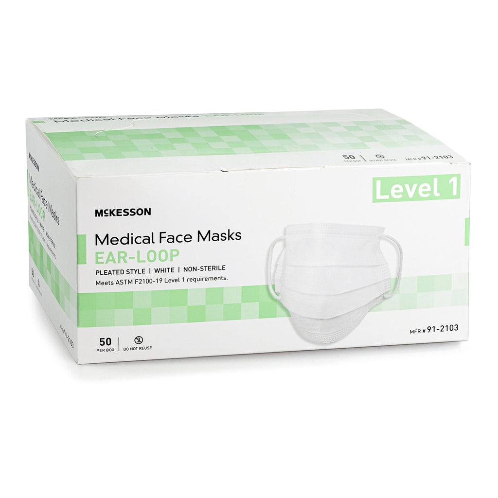 McKesson ASTM Level 1 Medical Face Masks, White 91-2103
