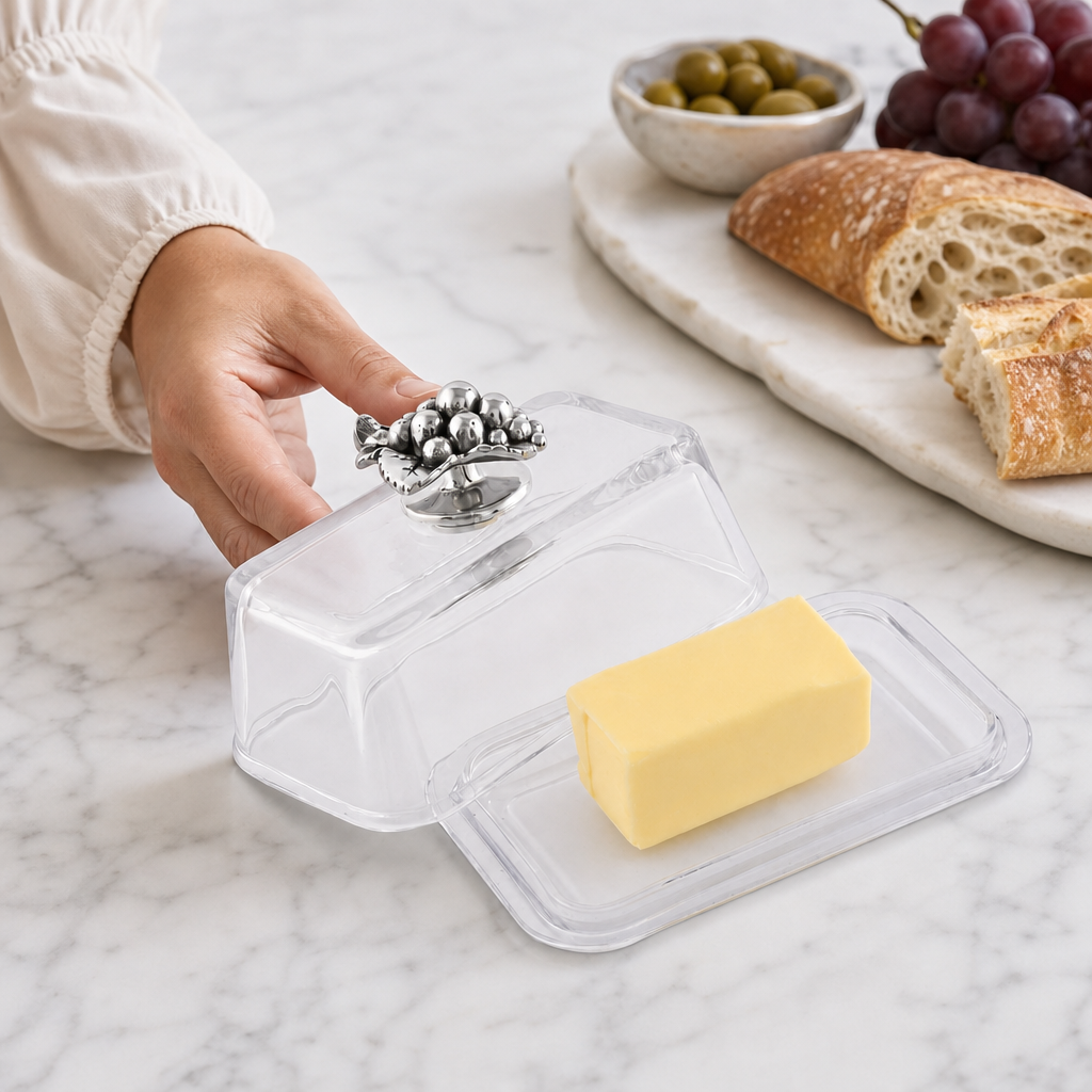 Glass Butter Dish - Grape
