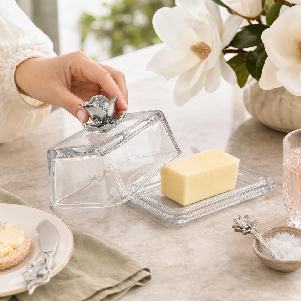 Glass Butter Dish - Magnolia