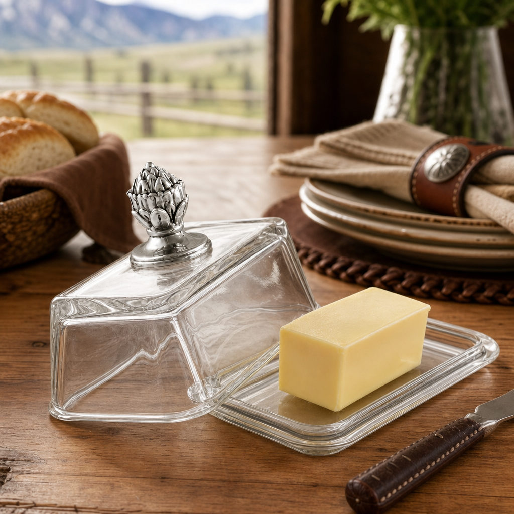 Glass Butter Dish - Concho