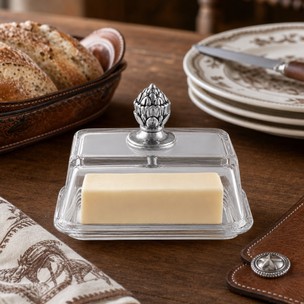 Glass Butter Dish - Concho