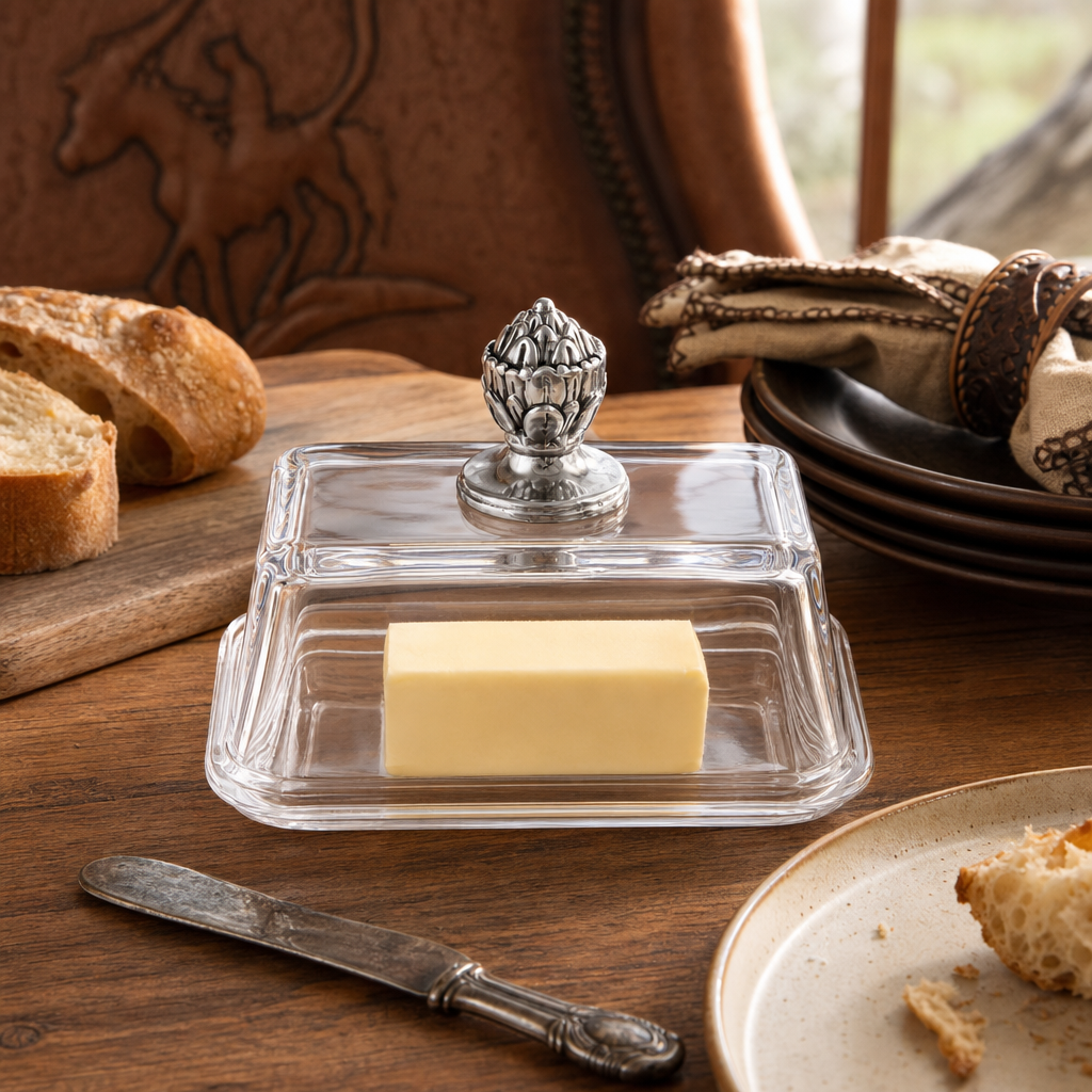 Glass Butter Dish - Concho