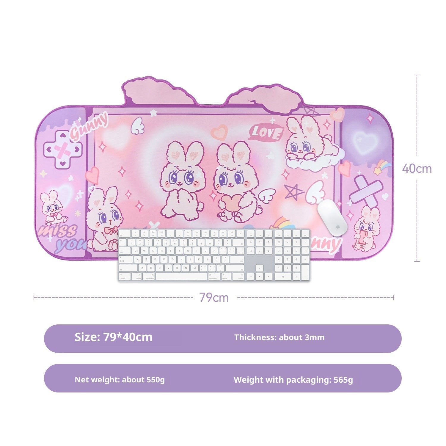 Original Fluffy Rabbit Oversized Mouse Pad Special-shaped Large Table Mat