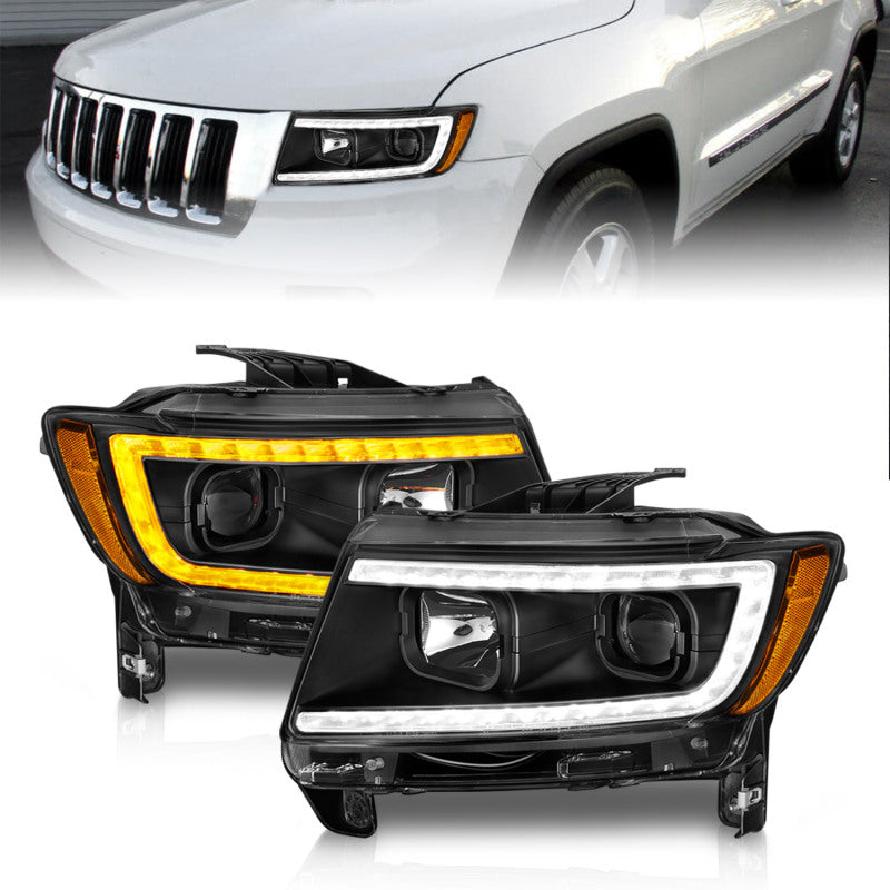 ANZO 11-13 Jeep Grand Cherokee (Factory Halogen Only) Projector Headlights w/Light Bar Swtchbk Black 111568