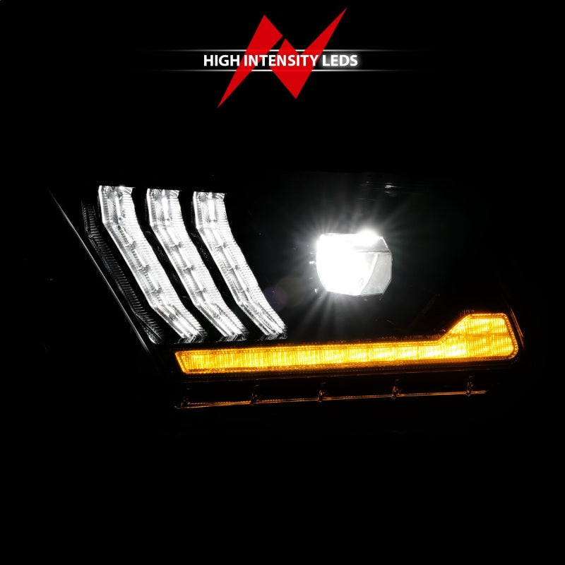 ANZO 13-14 Ford Mustang (w/ Factory HID/Xenon HL only) Projector Headlights w/Light Bar Black 121572