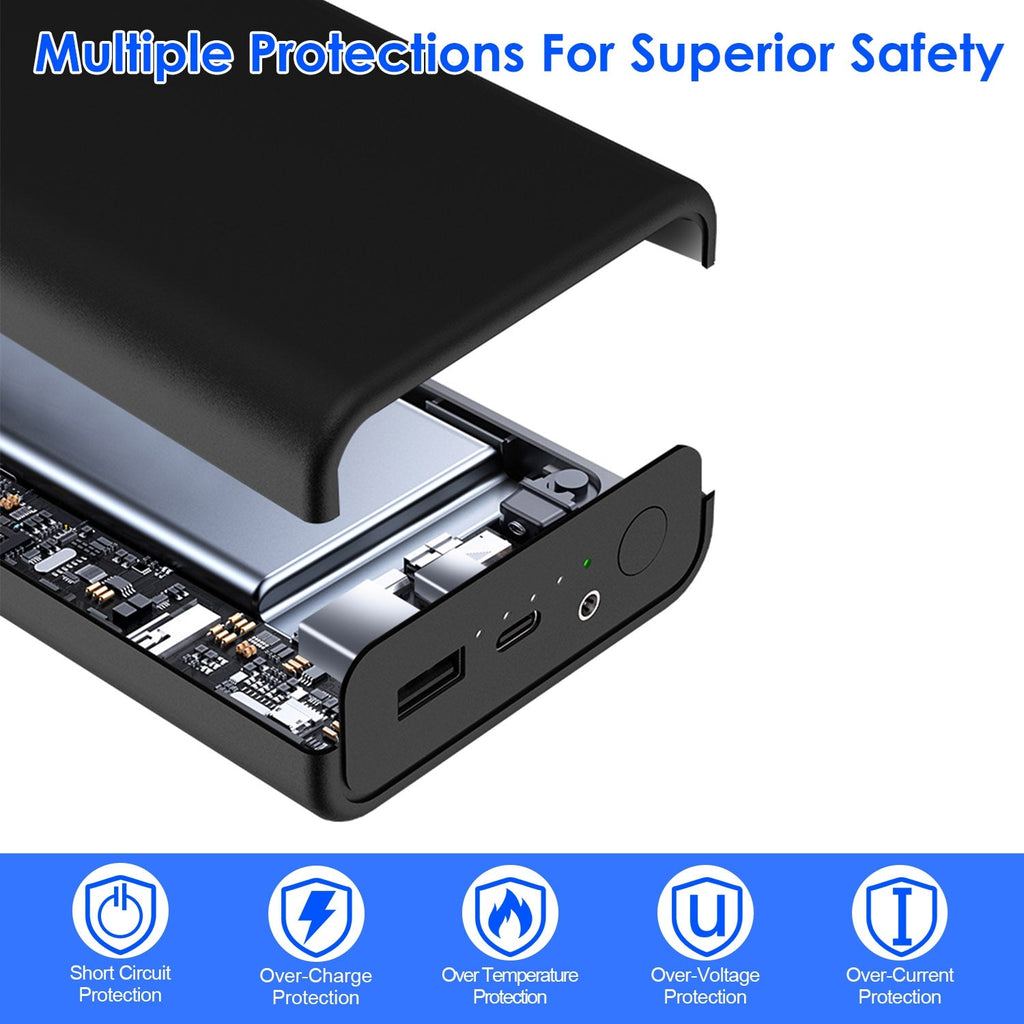20000mAh 5V 2A Power Bank for Heated Jackets Vests Pants Gloves Scarves DC 7.4V 2A Heated Clothing Replacement Battery Pack for Men Women