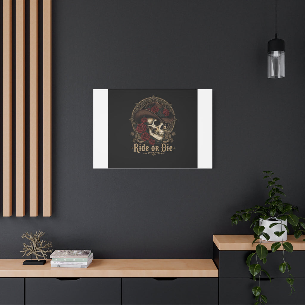 Ride or Die Skull Canvas | Western Skull Art, Gothic Americana