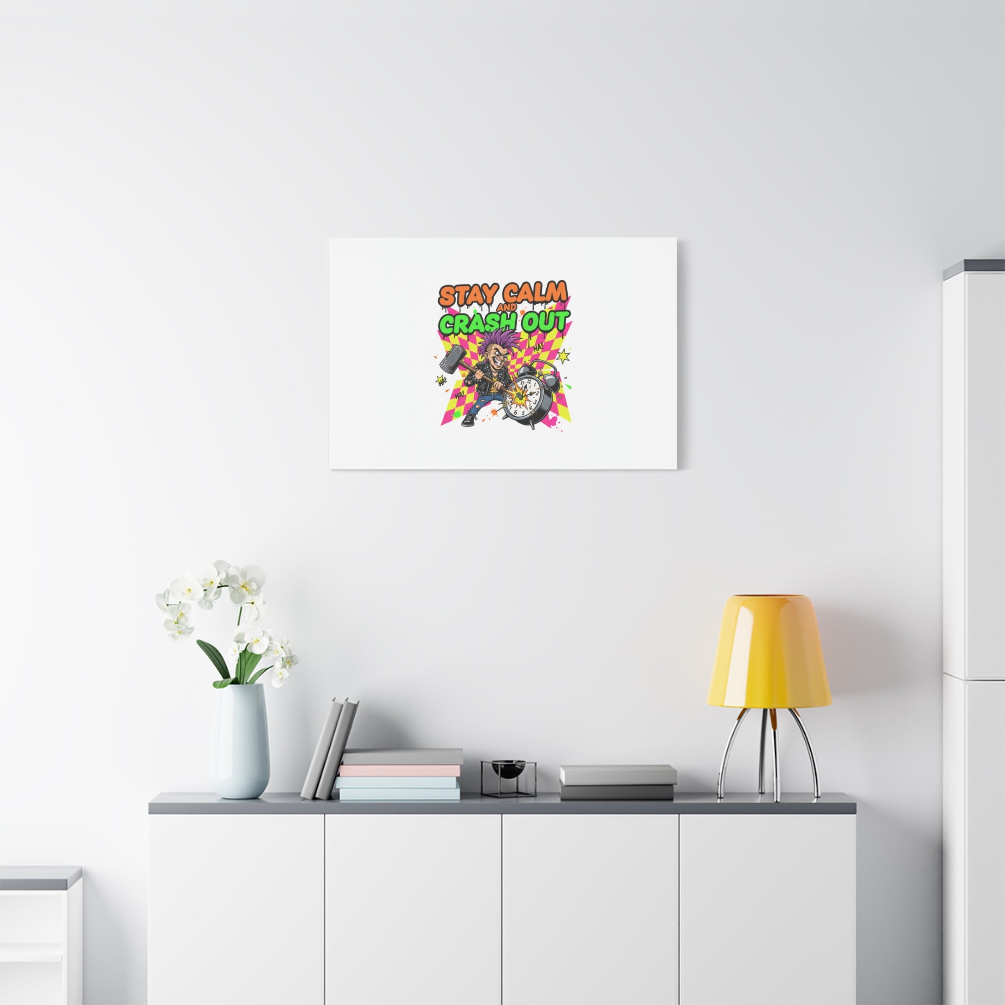 Stay Calm and Crash Out Canvas | neon skate graffiti, meltdown art