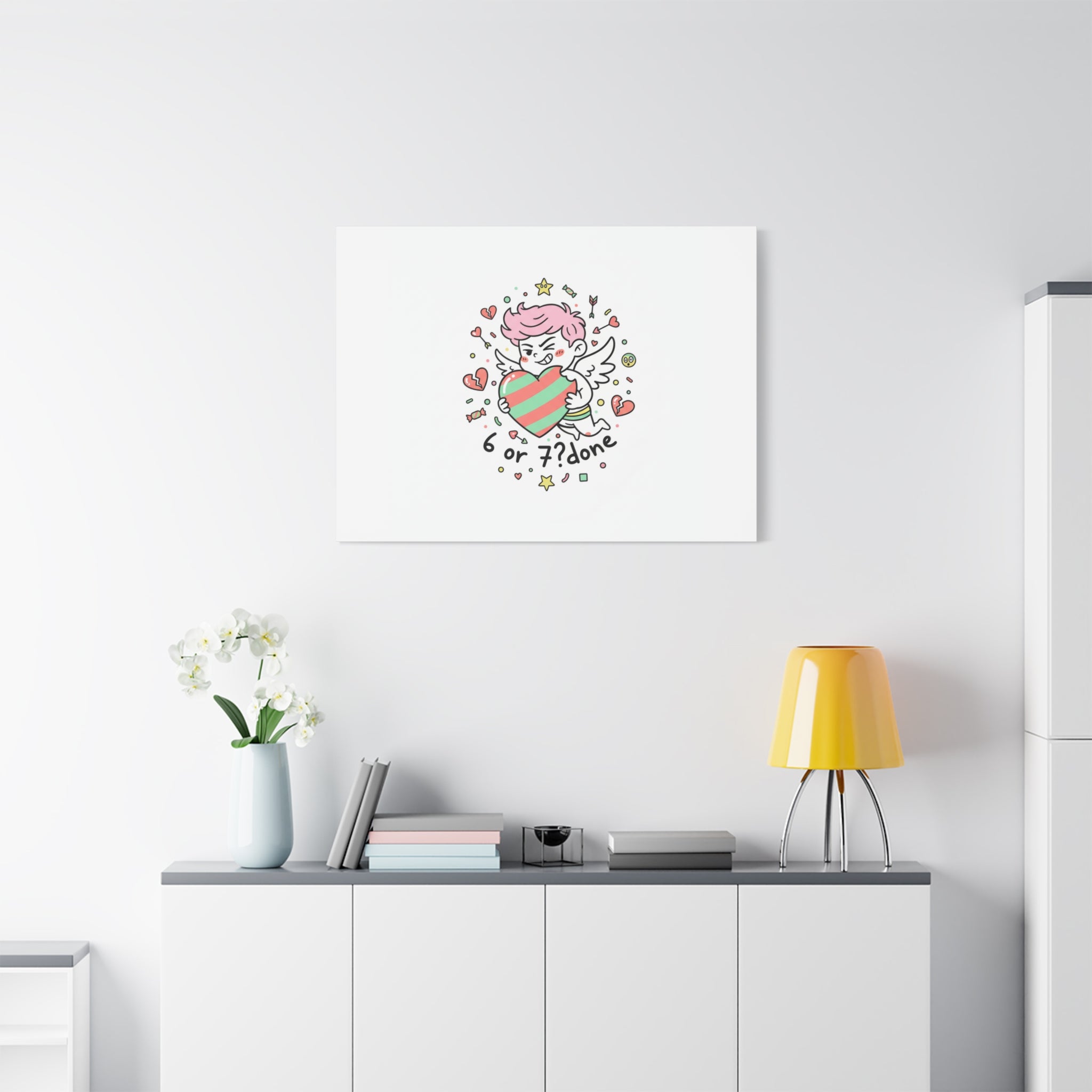 Weird Cupid heart illustration Canvas | Weird Valentine, quirky chaotic love