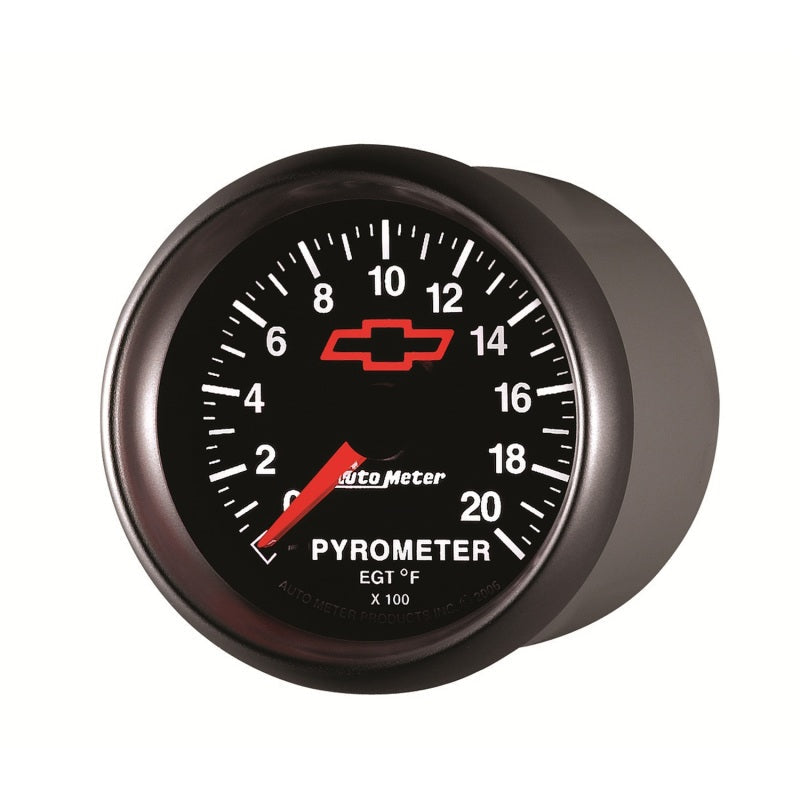 AutoMeter Gauge Pyrometer (Egt) 2-1/16in. 2000 Deg. F Stepper Motor Chevy Red Bowtie Black 3645-00406